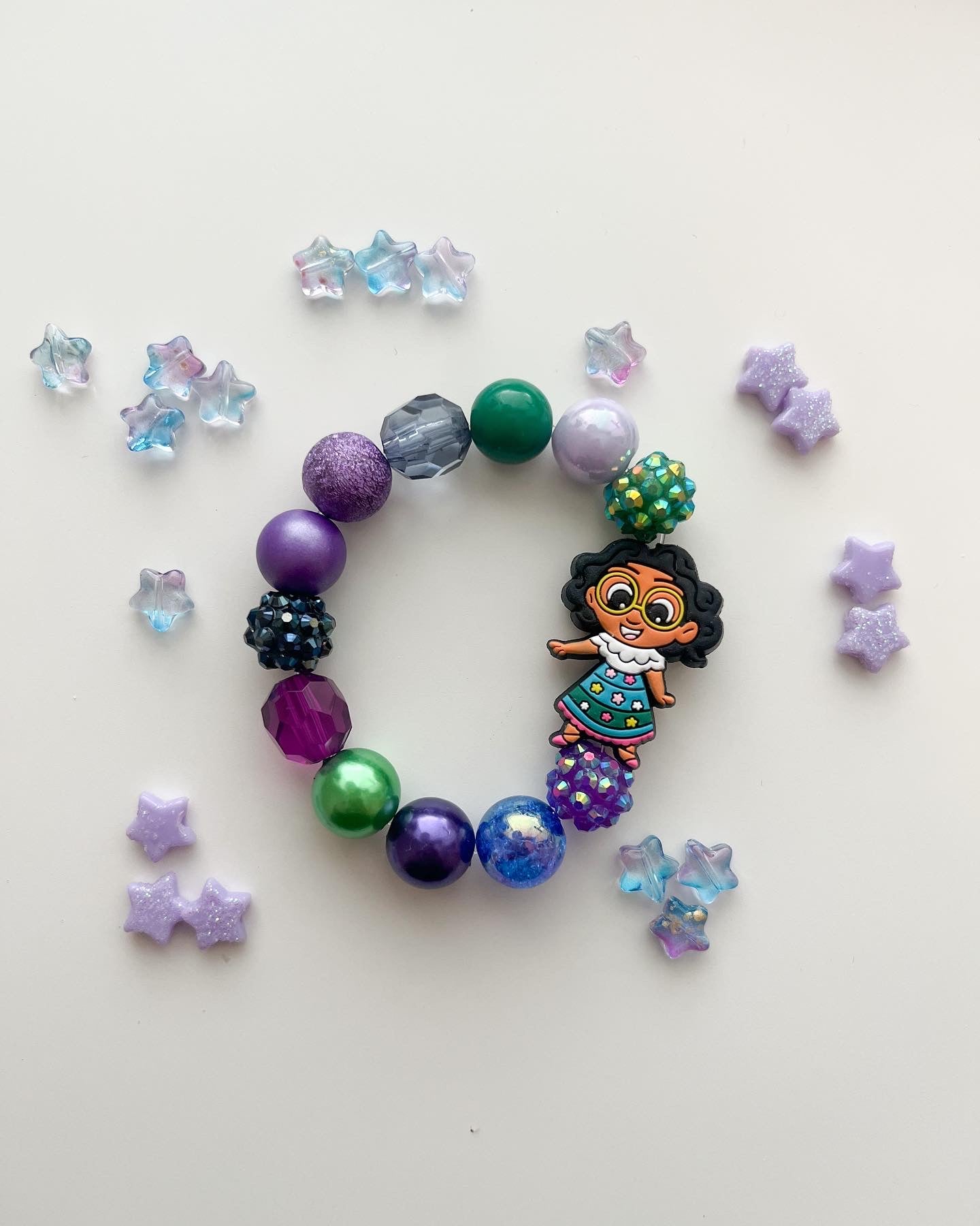 Cartoon Girl Silicone Beaded Bracelet