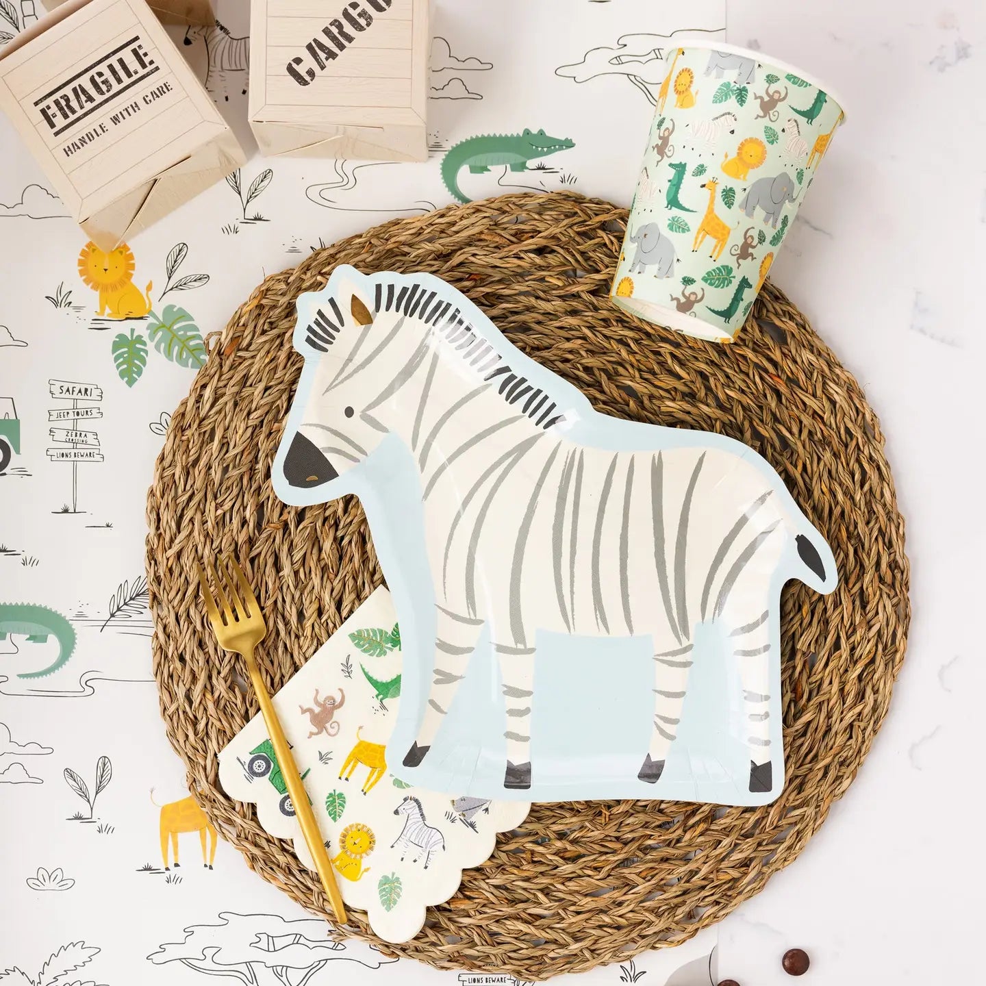 Safari Zebra Shaped Paper Plate