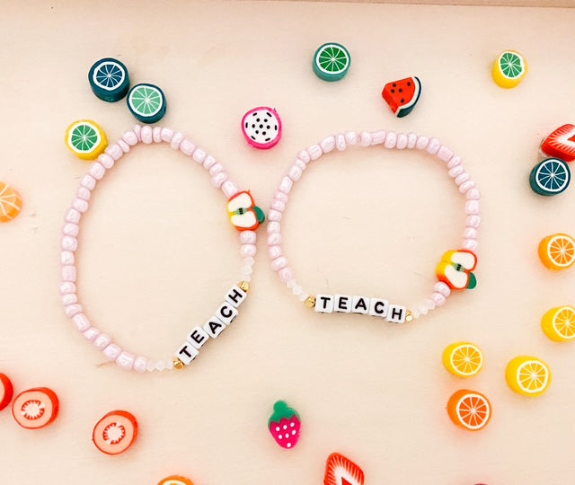 Teacher "TEACH" Beaded Bracelet