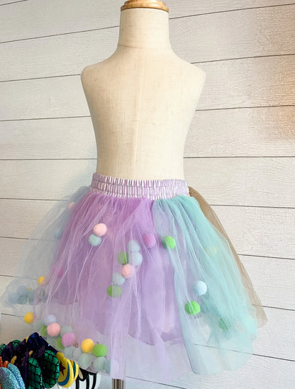 Kid Pom Pom Tulle Tutu Skirt